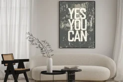 Plakat: Motywacyjne plakat z napisem "yes you can". grunge stylu