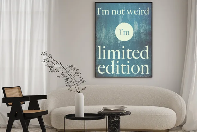 Plakat: Motywacyjny napis na niebieskim tle