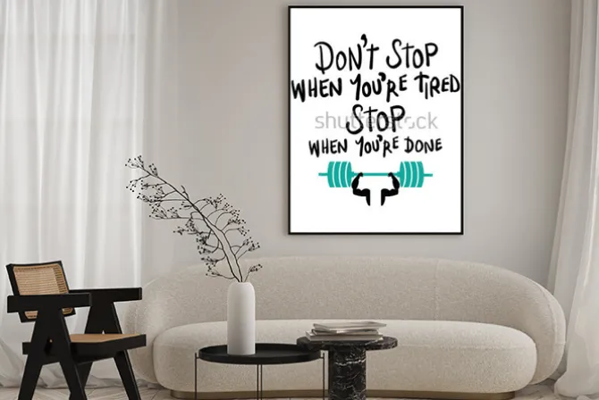 Plakat: Motywacyjny napis dla ćwiczących na siłowni