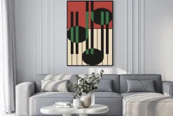 Plakat: Muzyczna ilustracja z nutkami i pianinem