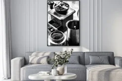 Plakat: Młynek do kawy czarno-biała fotografia vintage