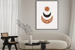 Plakat: Mystical composition with phases of the moon stars on a light