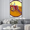 Plakat: Na farmer traktor kołowy retro