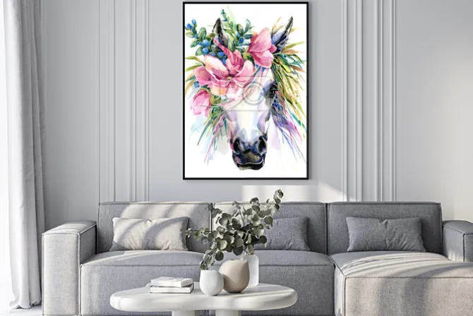 Plakat: Namalowany portret jednorożca