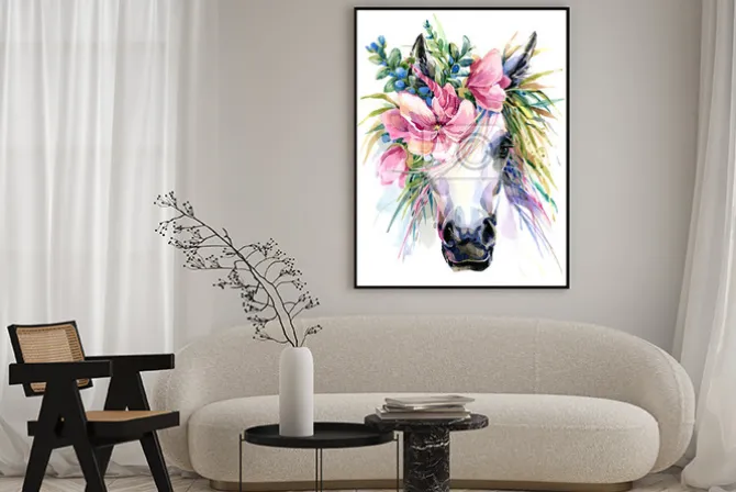 Plakat: Namalowany portret jednorożca