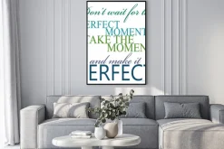 Plakat: Napis motywacyjny w niebieskich i zielonych barwach