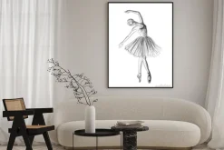 Plakat: Naszkicowana balerina w stylu artystycznym