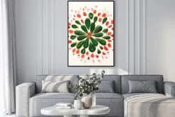 Plakat: Naturalna mandala ułożona z listków