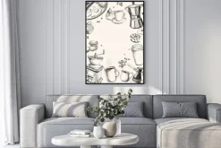 Plakat: Śniadanie ręcznie rysowane zestaw ilustracji wektorowych