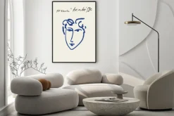 Plakat: Niebieska twarz nowoczesna abstrakcja w stylu matisse