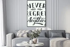 Plakat: Nigdy nie żałuję niczego. motywacyjne ręcznie napis t-shirt lub