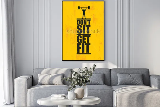 Plakat: Nigdy siedź. nabrać formy. trening i fitness siłownia element