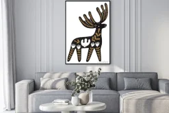 Plakat: Nordic deer. traditional scandinavian folklore animal in decorative