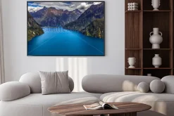 Plakat: Nowa zelandia. milford sound (piopiotahi) z góry - głowa fiordu,