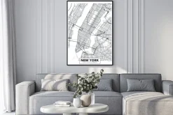 Plakat: Nowy jork czarno-biała mapa miasta