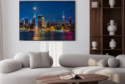 Plakat: Nowy jork nocą w świetle księżyca