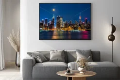 Plakat: Nowy jork nocą w świetle księżyca