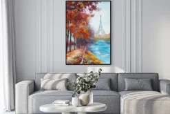 Plakat: Obraz olejny z wieży eiffla, francja, krajobraz jesienią