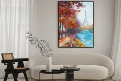 Plakat: Obraz olejny z wieży eiffla, francja, krajobraz jesienią