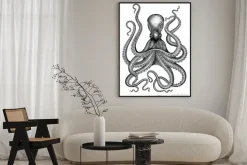 Plakat: Ośmiornica strony rysunku rocznika grawerowanie ilustracji na