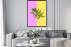 Plakat: One palm leaf from above - overhead view