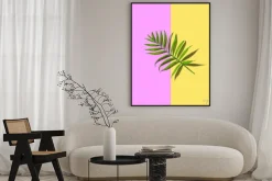 Plakat: One palm leaf from above - overhead view