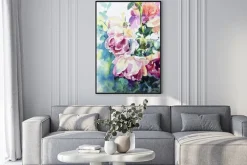 Plakat: Oryginalny obraz akwarelowy abstrakcyjnych róż