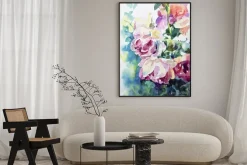Plakat: Oryginalny obraz akwarelowy abstrakcyjnych róż