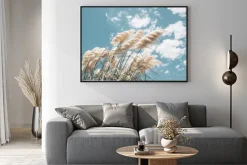 Plakat: Pampa grass with light blue sky and clouds