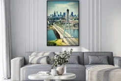 Plakat: Panorama warszawy z mostem nad wisłą