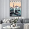 Plakat: Panorama wenecji retro z gondolami