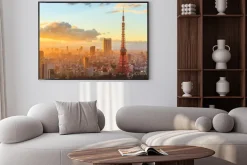 Plakat: Panoramiczny widok na osakę w słońcu