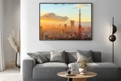 Plakat: Panoramiczny widok na osakę w słońcu