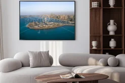 Plakat: Panoramiczny widok z lotu ptaka ferris koło na bluewaters wyspa