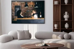 Plakat: Para w barze z dwa kieliszki wina