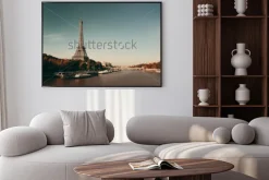 Plakat: Paryż sekwana z wieżą eiffla we francji.