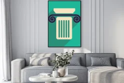 Plakat: Płaski ikona internetowych z długimi kolumnie cienia