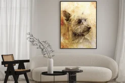 Plakat: Pies rysunek ołówkiem na starym papierze, papierze rocznika i