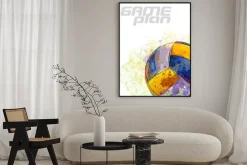 Plakat: Piłka do siatkówki w graficznym kolorowym ujęciu