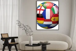 Plakat: Piłka nożna z flagami