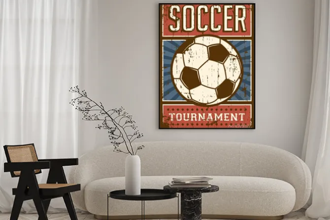 Plakat: Piłkarska grafika w stylu retro