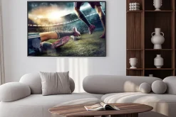 Plakat: Piłkarze grający na stadionie