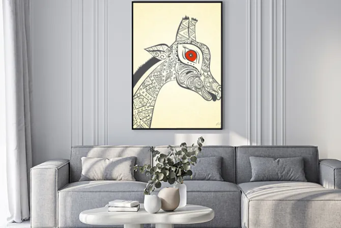 Plakat: Piękne dorosłych żyrafa. ręcznie rysowane ilustracji ozdobnych