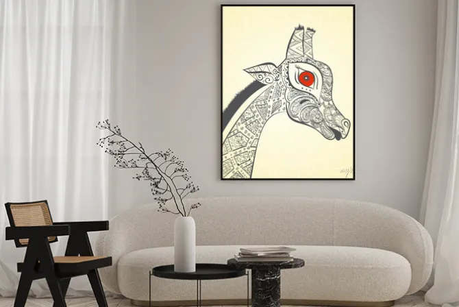 Plakat: Piękne dorosłych żyrafa. ręcznie rysowane ilustracji ozdobnych