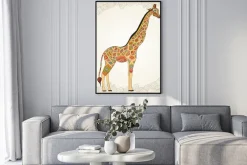 Plakat: Piękne dorosłych żyrafa w boho. ręcznie rysowane ilustracji ozdobnych