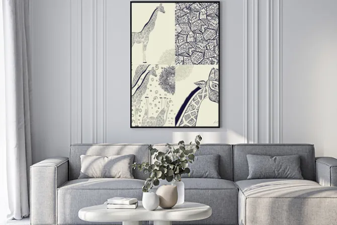 Plakat: Piękne dorosłych żyrafa. ręcznie rysowane ilustracji ozdobnych