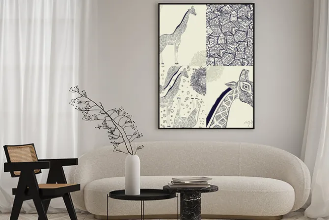 Plakat: Piękne dorosłych żyrafa. ręcznie rysowane ilustracji ozdobnych