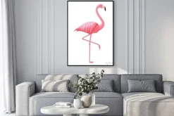 Plakat: Pink flamingo on a white background. vector illustration.