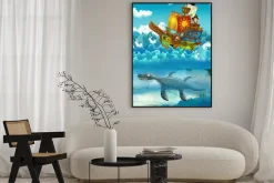 Plakat: Piraci na morzu - bitwa - z potworem pod wodą - ilustracja dla