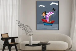 Plakat: Pirates on ship in the sea illustration